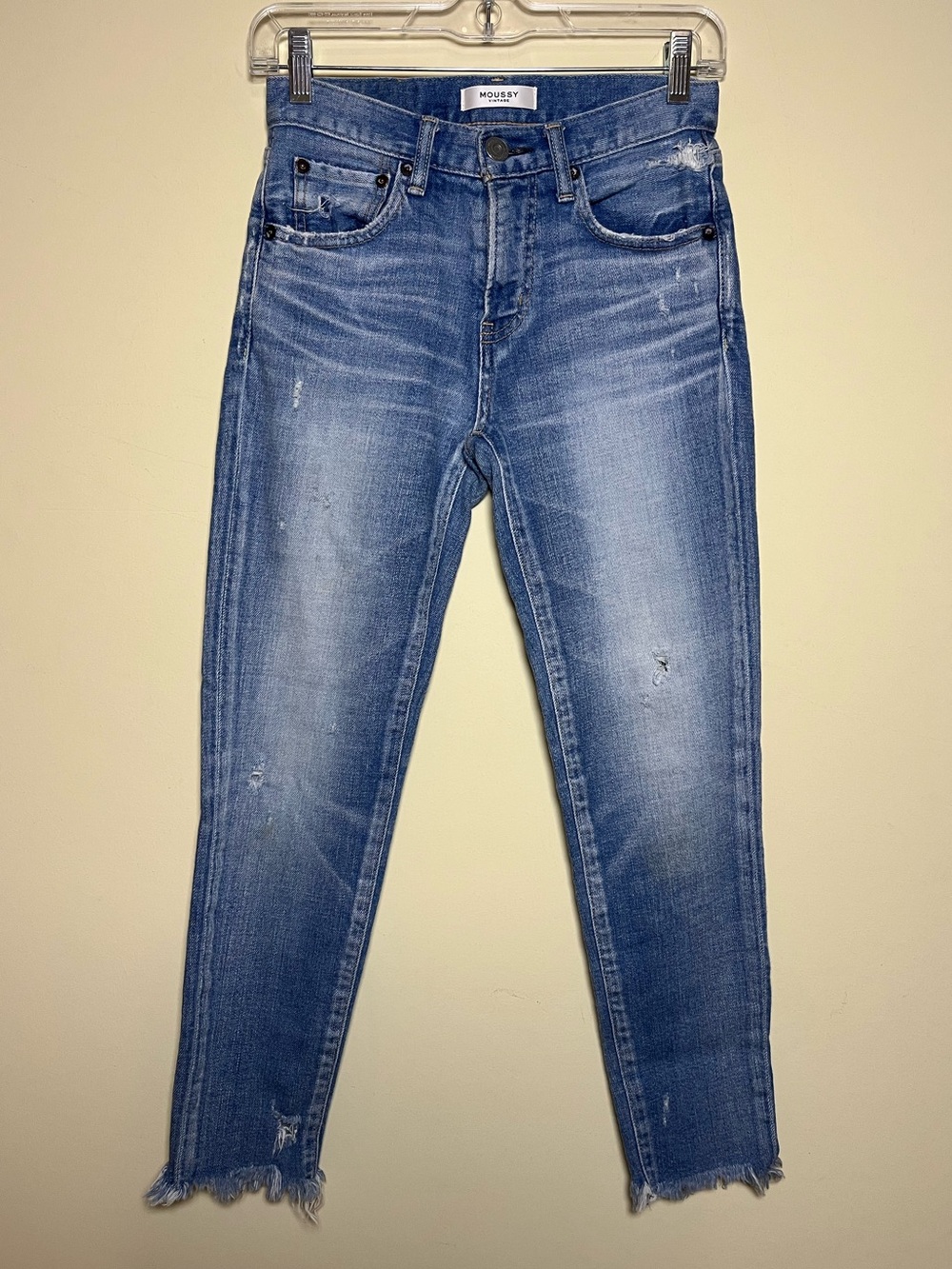 Moussy Vintage Distressed Skinny Jeans Japanese Denim Cropped Women’s Size 26